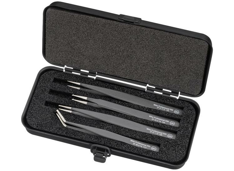 Wiha Professional ESD SMD Tweezer Set, 4 Piece
