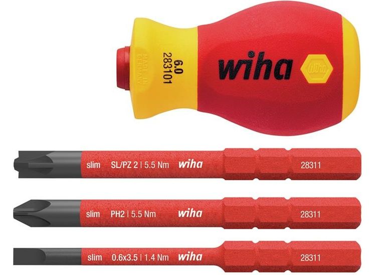 Wiha SoftFinish® electric slimVario Stubby Screwdriver Set, 4 Piece