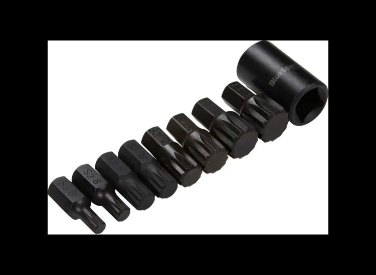 BlueSpot Tools 1/2in Impact Spline Bit Set, 9 Piece