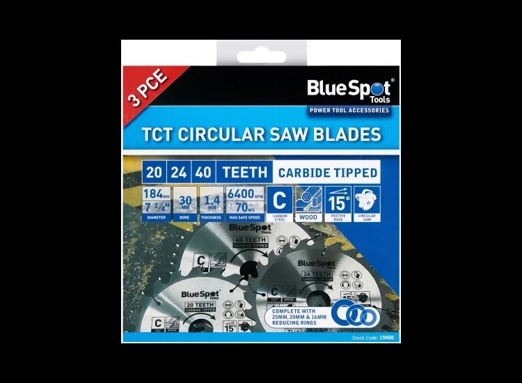 BlueSpot Tools 184mm Circular Saw Blade Set, 3 Piece