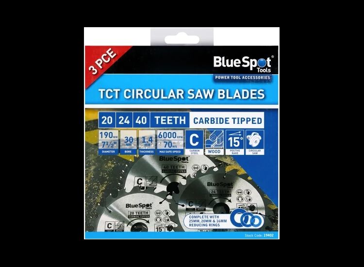 BlueSpot Tools 190mm Circular Saw Blade Set, 3 Piece