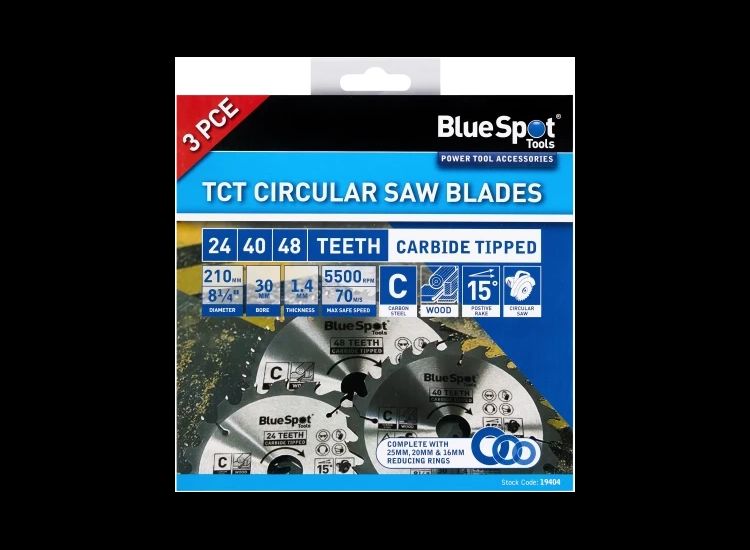 BlueSpot Tools 210mm Circular Saw Blade Set, 3 Piece