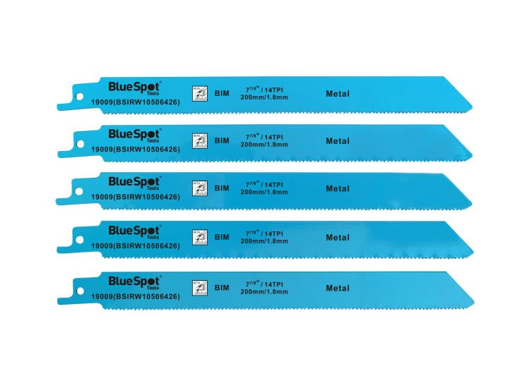 BlueSpot Tools Bi-Metal Reciprocating Saw Blade 240mm x 5 TPI Pack of 5