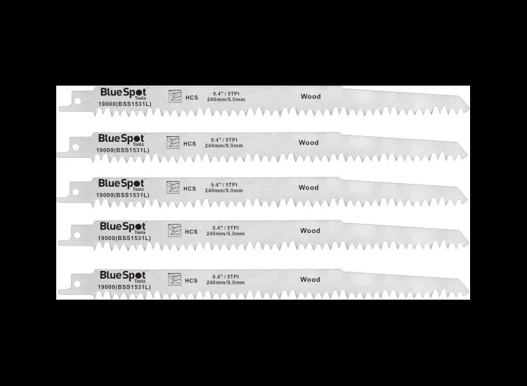 BlueSpot Tools HCS Reciprocating Saw Blade 240mm x 5 TPI Pack of 5