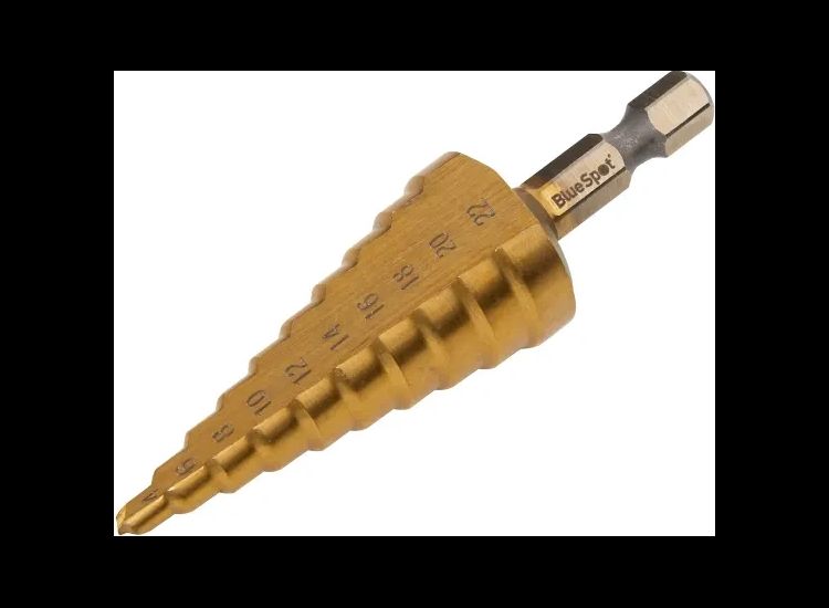 BlueSpot Tools HSS 1/4in Hex Shank Step Drill 4-22mm