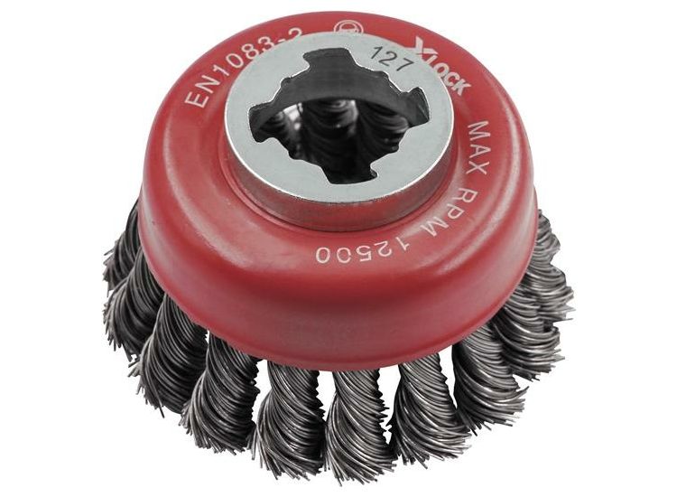 Faithfull X-LOCK Wire Cup Brush Twist Knot 75mm M14x2, 0.50mm Steel Wire