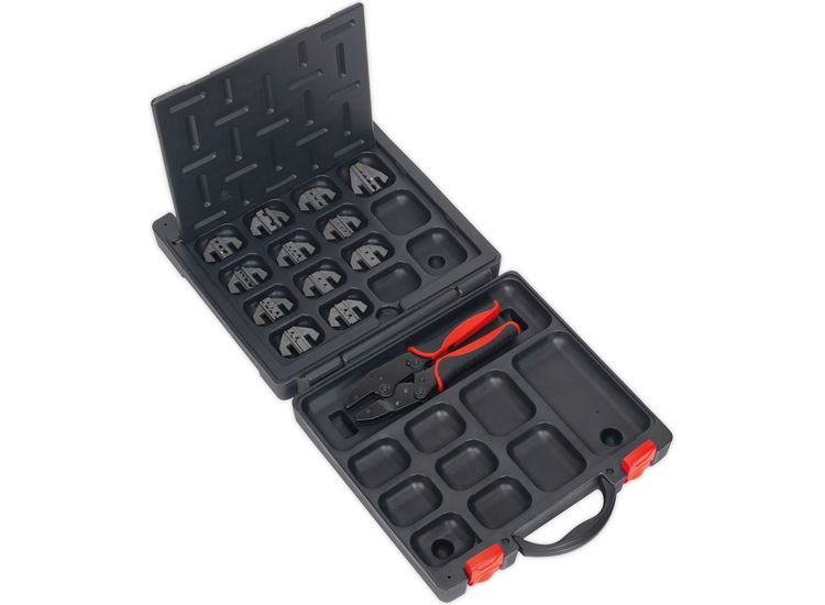 Sealey AK3858COMBO Ratchet Crimping Tool with Jaws and Storage Case