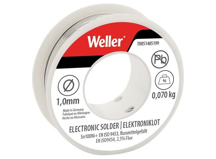 Weller Electronic Lead-Free Solder Sn100Ni100+, 1mm 70g