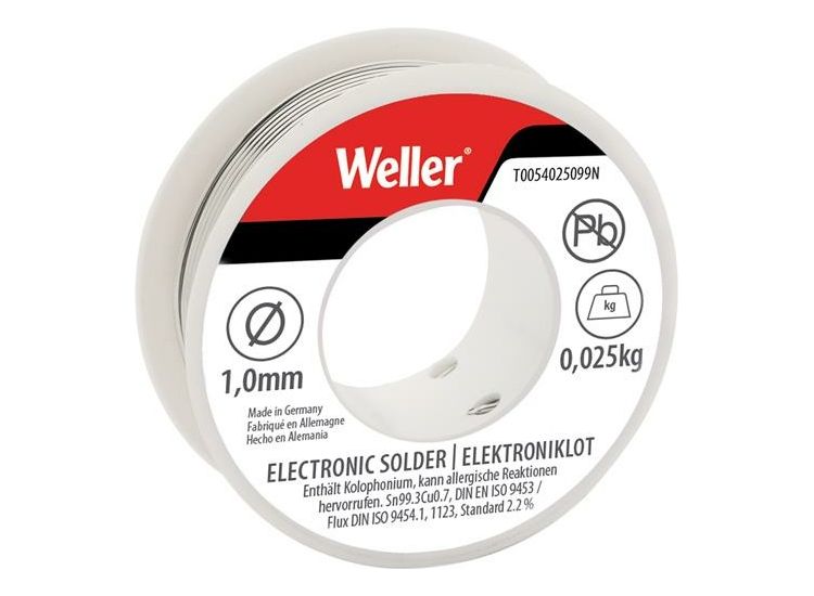 Weller Electronic Lead-Free Solder Sn99 Cu3, 1mm 25g