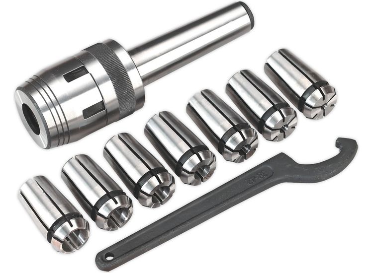 Sealey SM2502MCS Mill Chuck Set MT3-M12 &amp;#8709;4-16mm
