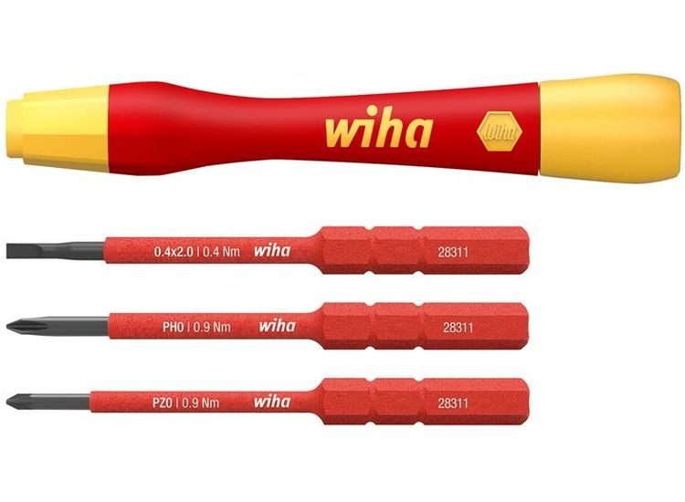 Wiha PicoFinish® slimVario® electric Fine Screwdriver Set, 4 Piece