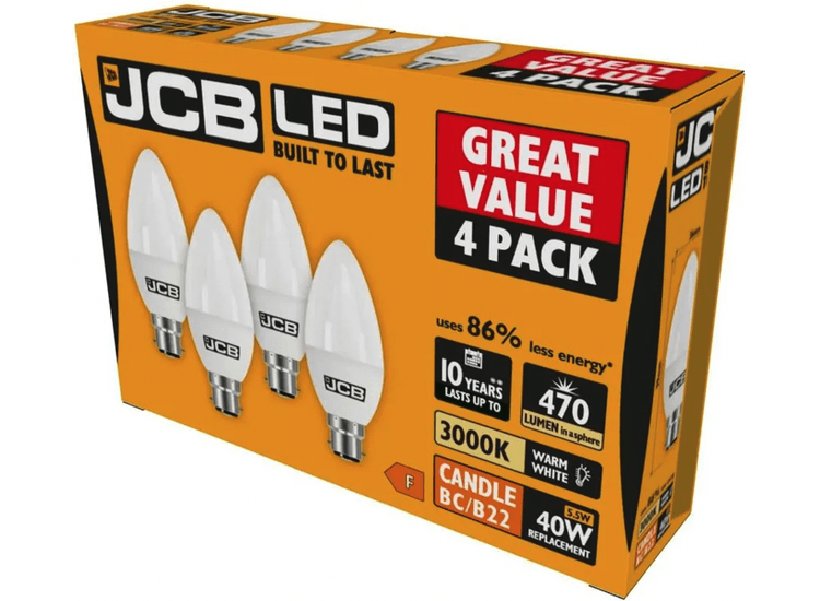 JCB S15145 Candle BC 3000k B22 Warm White