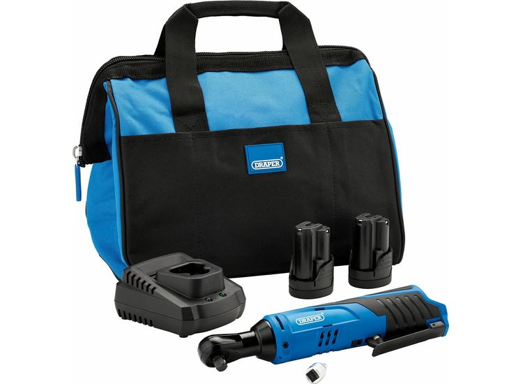 Draper 23649 12V Ratchet Kit, 2 x 1.5Ah Batteries, 1 x Fast Charger, 1 x Tool bag