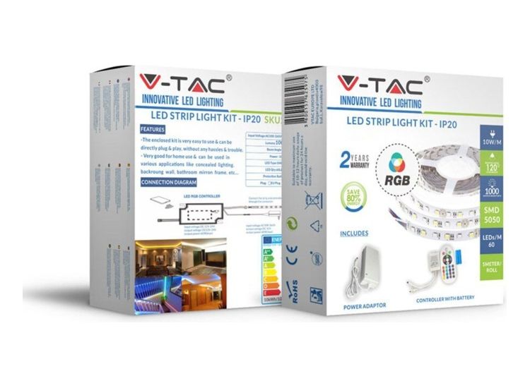 V-Tac 2544 VT-5050 60 LED Strip Light RGB IP20 10w