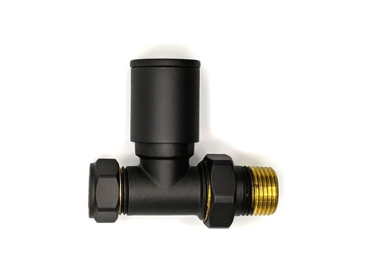 Kvit BLACK-STR Black Radiator Straight Valve Pair