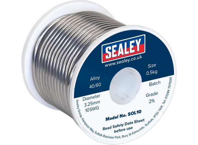Sealey SOL10 Solder Wire Quick Flow 3.25mm/10SWG 40/60 0.5kg Reel