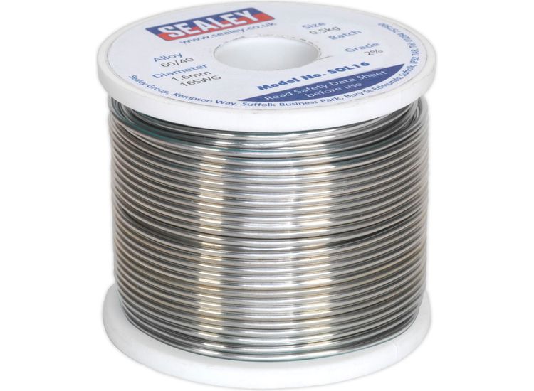 Sealey SOL16 Solder Wire Quick Flow 1.6mm/16SWG 40/60 0.5kg Reel