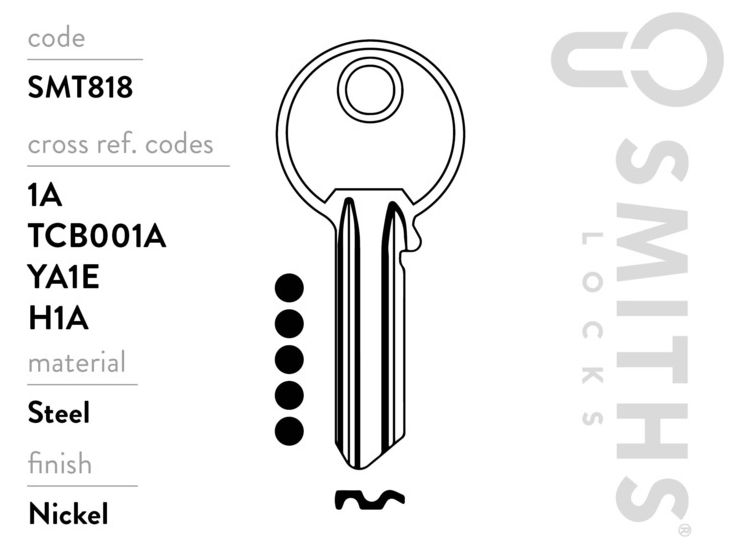 Smiths Locks SMT818 Yale 5 Pin Cylinder Key Blanks