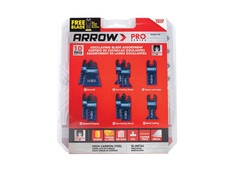 Arrow Oscillating Multi-Tool Blade Assortment Set, 10 Piece