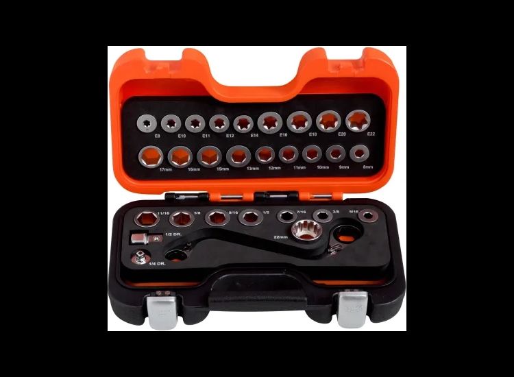 Bahco S Type Ratchet Ring Wrench &amp; Adaptor Set, 29 Piece