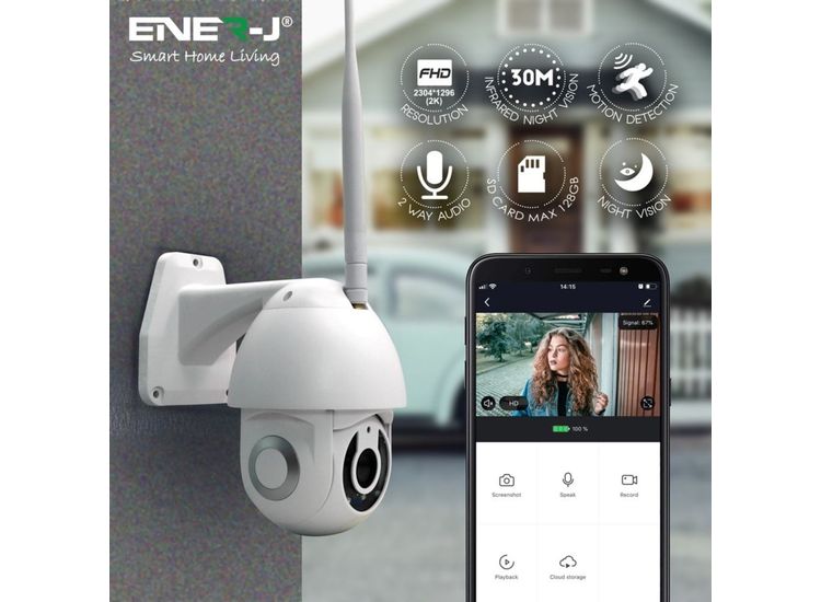 ENER-J Smart Wifi Outdoor Dome IP Camera IP65 White