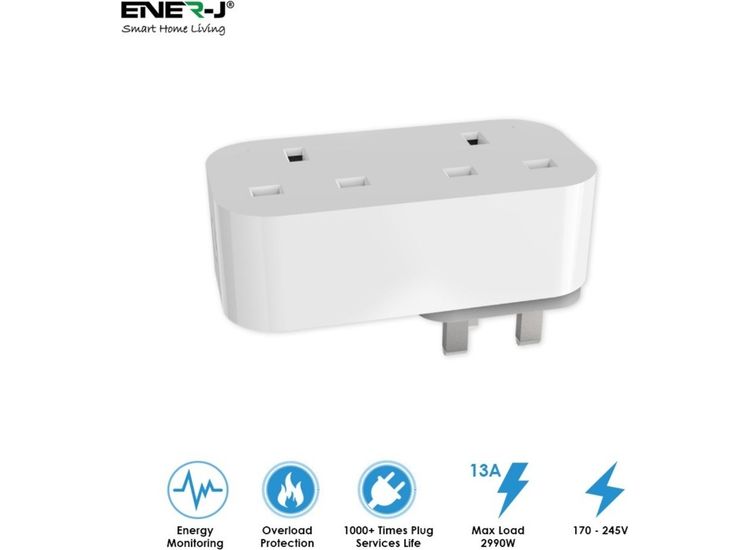 Enerj Smart Ltd SHA5354 ENER-J SHA5354 WIFI DUAL SMART PLUG UK BS PLUG