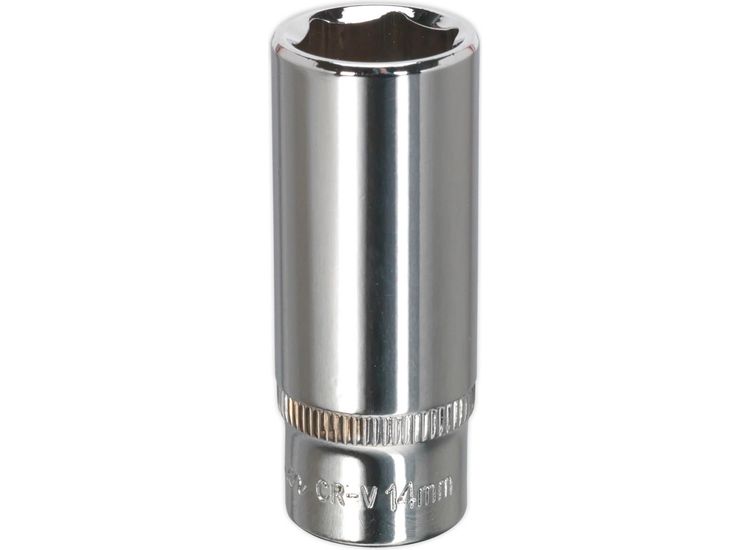 Sealey SP1414D WallDrive&amp;reg; Socket 14mm Deep 1/4"Sq Drive Fully Polished