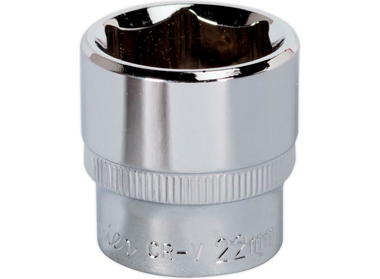 Sealey SP3822 WallDrive&amp;reg; Socket 22mm 3/8"Sq Drive Fully Polished