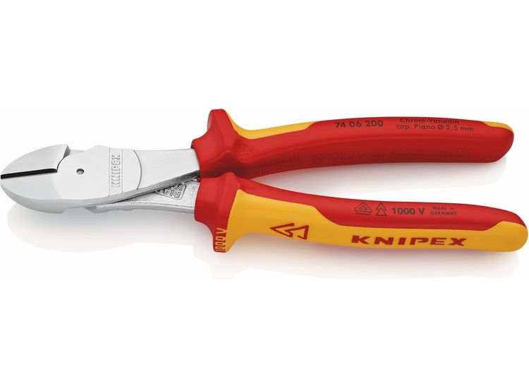 Draper 26789 KNIPEX 74 06 200 SB VDE Insulated High Leverage Diagonal Cutter, 200mm
