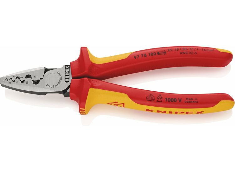 Draper 26914 KNIPEX 97 78 180 SB VDE Insulated Crimping Pliers For End Sleeves, 180 mm