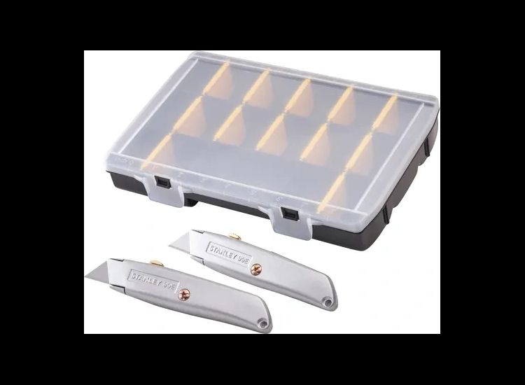 STANLEY® 99E Trimming Knife Twin Pack with 50 Spare Blades in Organiser