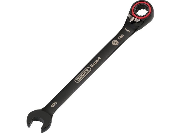 Draper 03898 Draper Expert HI-TORQ&amp;#174; Metric Reversible Ratchet Combination Spanner, 8mm, Black