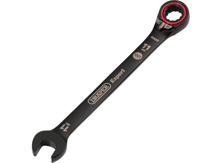 Draper 03901 Draper Expert HI-TORQ&amp;#174; Metric Reversible Ratchet Combination Spanner, 11mm, Black