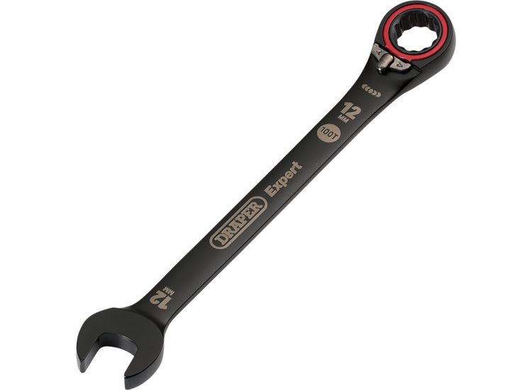 Draper 03902 Draper Expert HI-TORQ&amp;#174; Metric Reversible Ratchet Combination Spanner, 12mm, Black