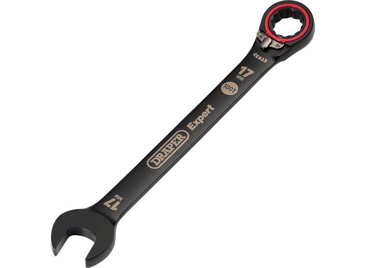 Draper 03907 Draper Expert HI-TORQ&amp;#174; Metric Reversible Ratchet Combination Spanner, 17mm, Black