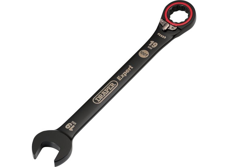 Draper 03909 Draper Expert HI-TORQ&amp;#174; Metric Reversible Ratchet Combination Spanner, 19mm, Black
