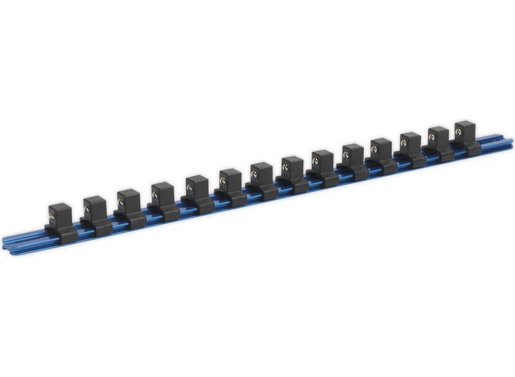 Sealey SR1214 Socket Retaining Rail with 14 Clips Aluminium 1/2"Sq Drive