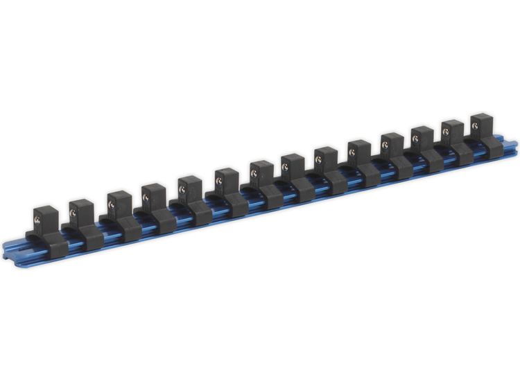 Sealey SR3814 Socket Retaining Rail with 14 Clips Aluminium 3/8"Sq Drive