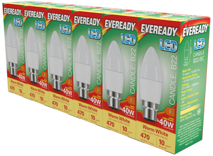 Eveready S29505 Led Candle B22 3000k Boxed 5+1 Bc