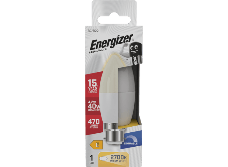 Energizer S29767 Led Cndle 470lm Opal B22 Dimmable