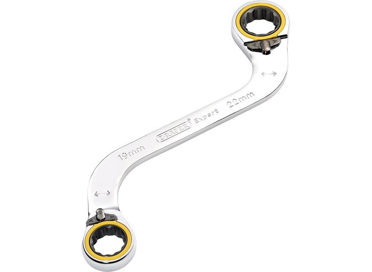 Draper 03946 Draper Expert HI-TORQ&amp;#174; Double Ring Ratchet S-Shape Spanner, 19 x 22mm