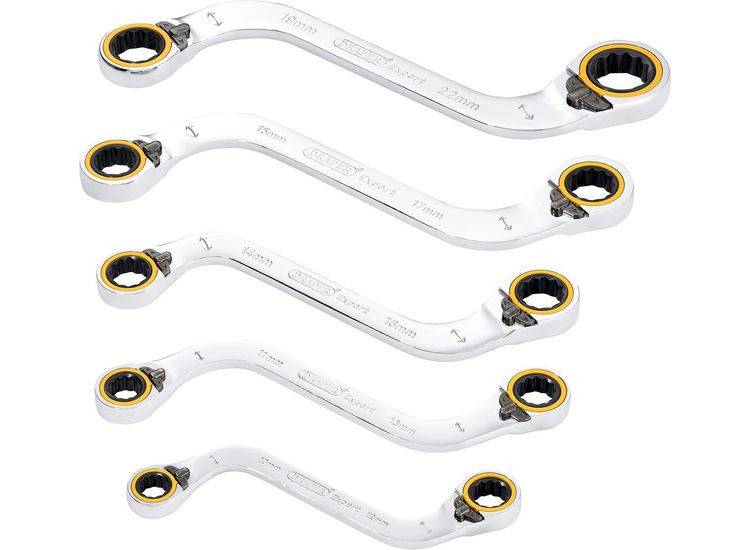 Draper 03947 Draper Expert HI-TORQ&amp;#174; Double Ring Ratchet S-Shape Spanner Set (5 Piece)
