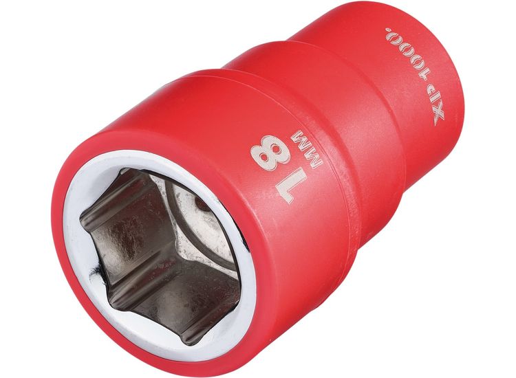Draper 17654 XP1000&amp;#174; VDE Socket, 3/8" Sq. Dr., 18mm