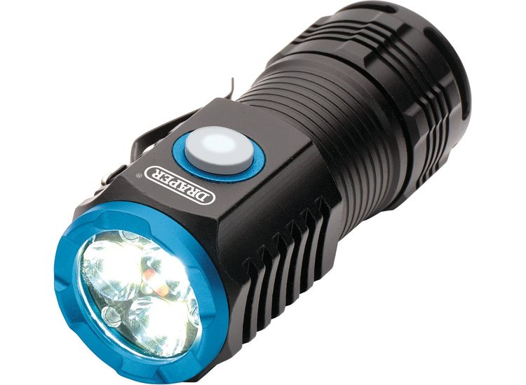 Draper 24258 LED Rechargeable Pocket Torch, 3 x 8W, 1800 Lumens, USB-C Cable Supplied