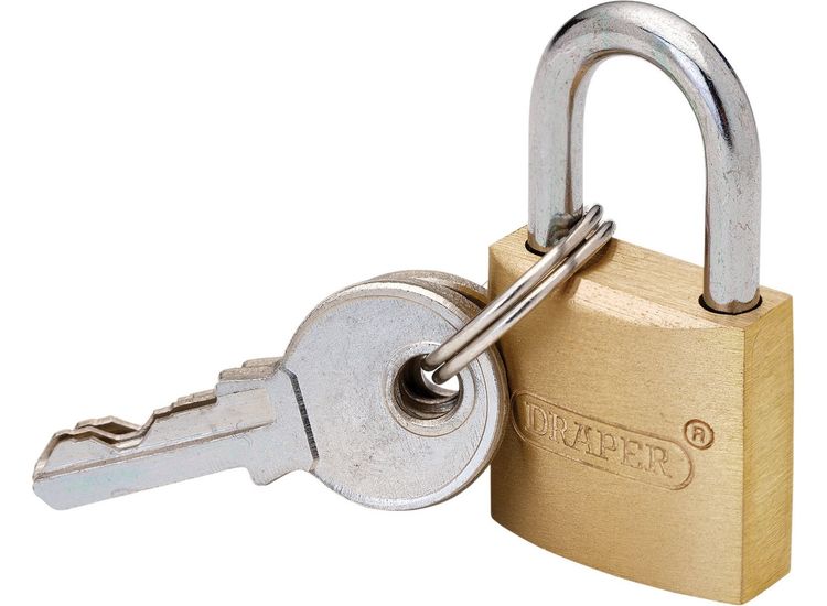 Draper 21725 Brass Cylinder Padlock, 20mm