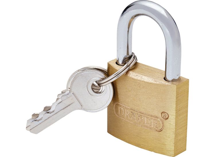 Draper 21726 Brass Cylinder Padlock, 30mm