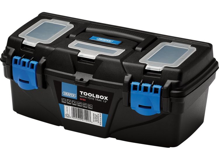 Draper 24194 Plastic Toolbox with Tote Tray, 13"