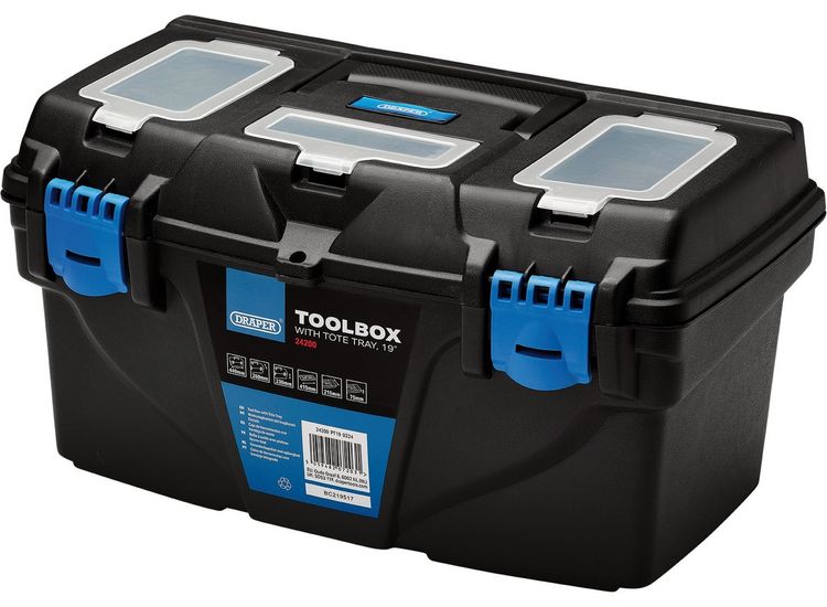 Draper 24200 Plastic Toolbox with Tote Tray, 19"