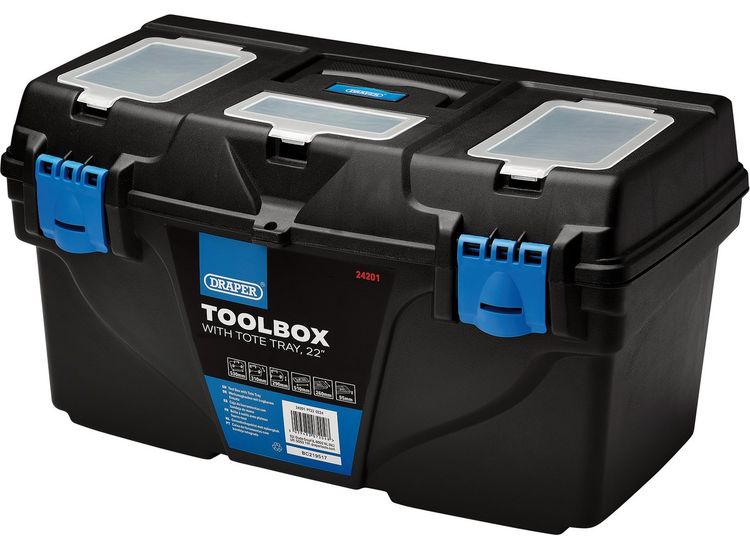 Draper 24201 Plastic Toolbox with Tote Tray, 22"
