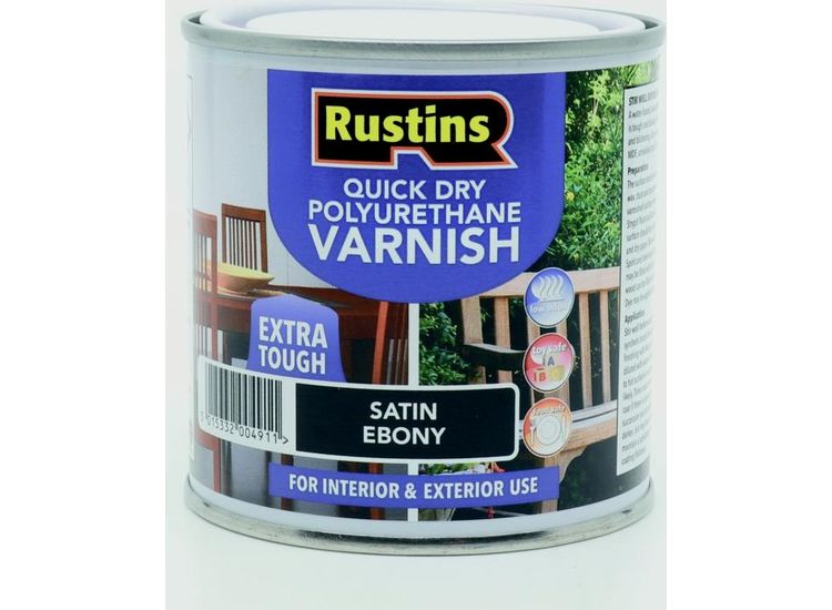 Rustins Quickdry Poly Varnish Satin Ebony